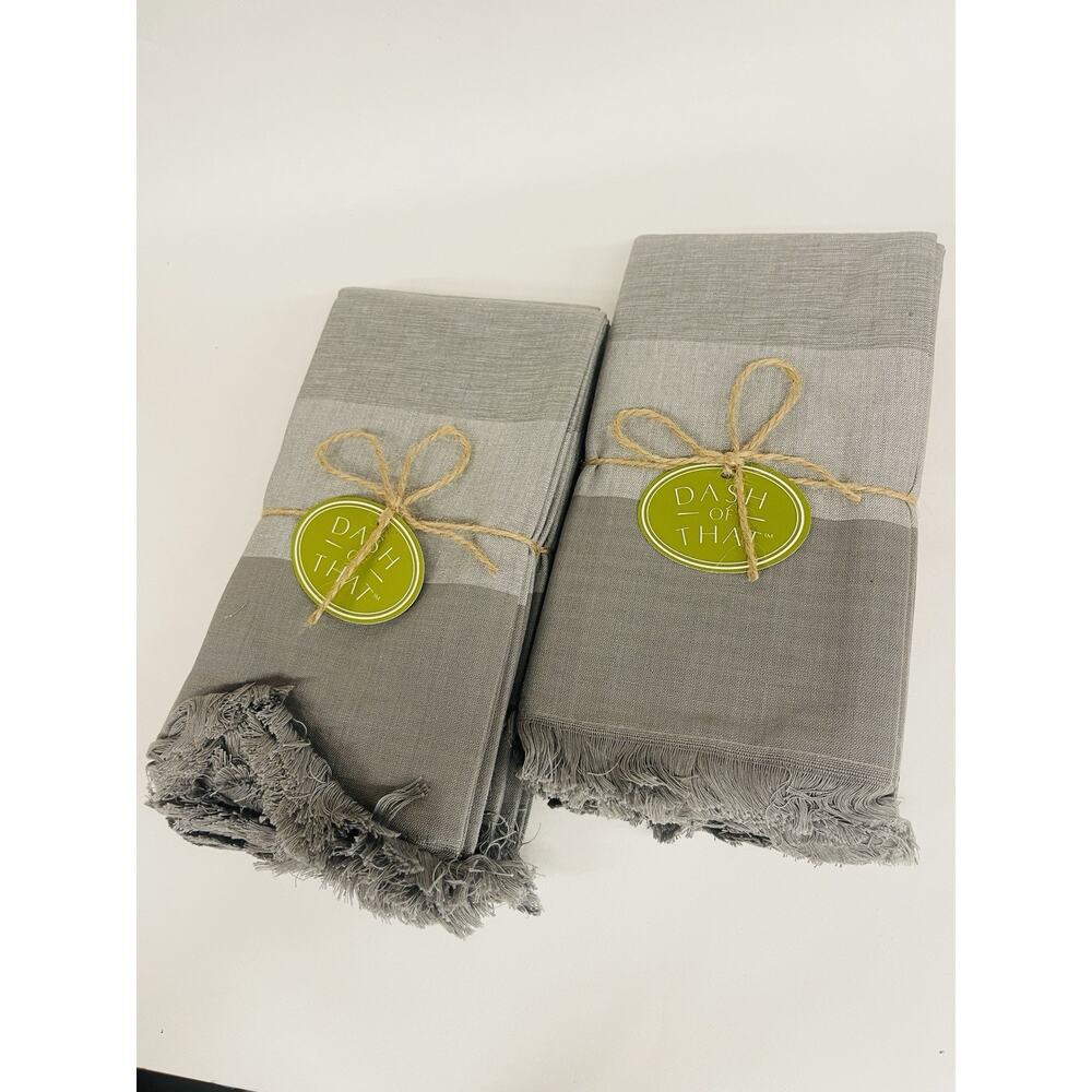 Natural Cloth 18x18” Table Napkin With Fringes‎ Modern Style 12-pack Gray
